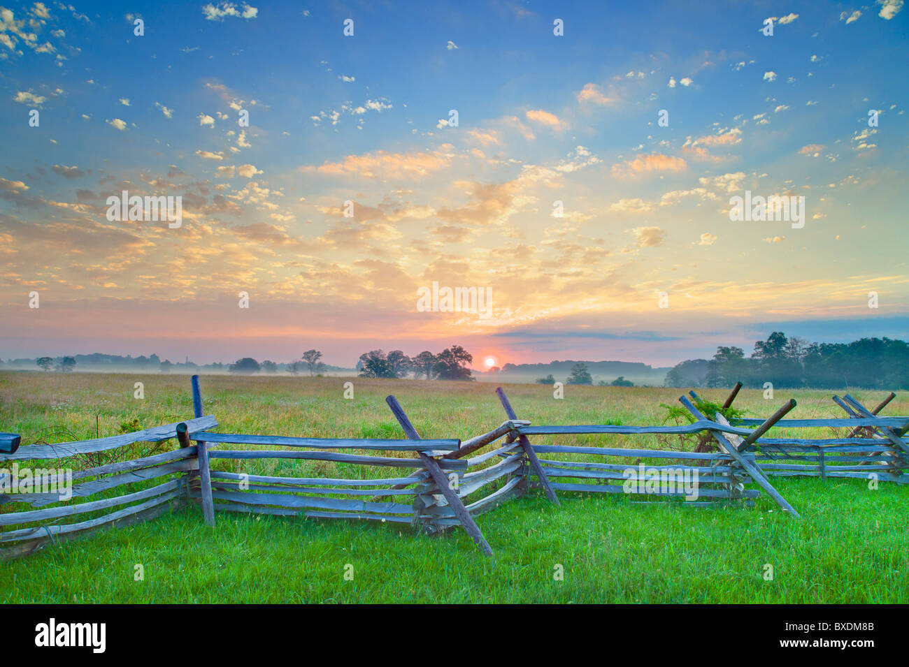 Antica recinzione di Gettysburg National Military Park Foto Stock