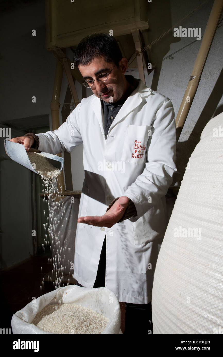 La produzione di riso del Delta del Fiume Ebro Catalogna Spagna borsa Foto Stock