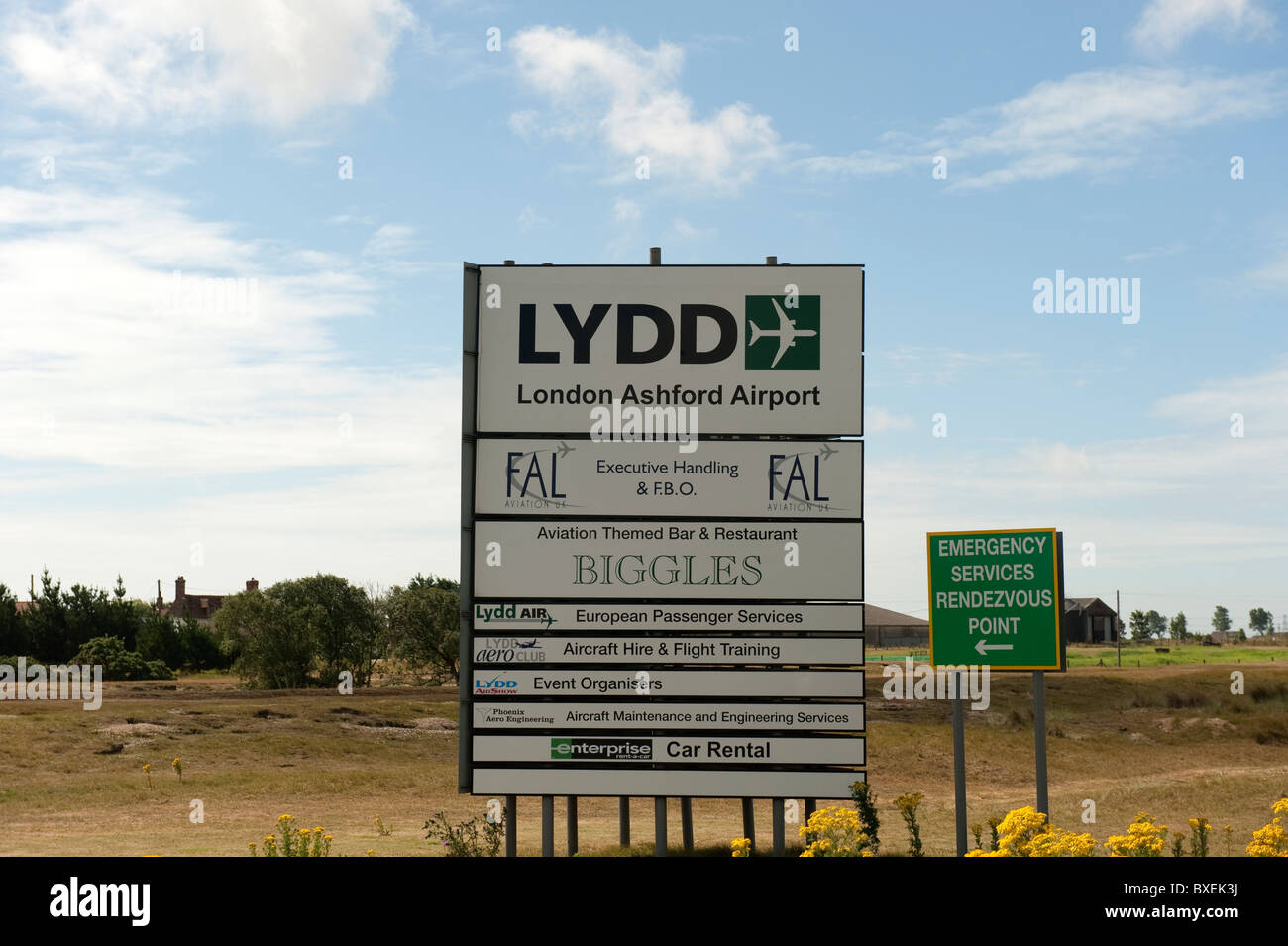 Lydd Londra Ashford segno Airport Foto Stock