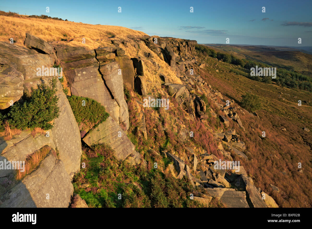 Bordo Stanage picco scuro,il Peak District,Derbyshire. Foto Stock