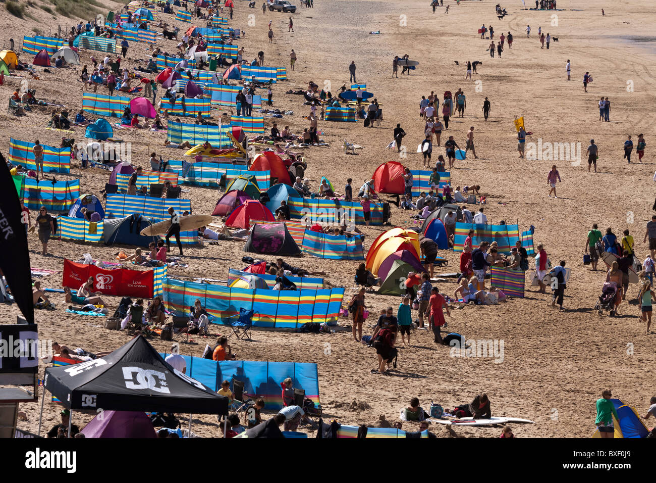 Per vacanza su una spiaggia della Cornovaglia Foto Stock
