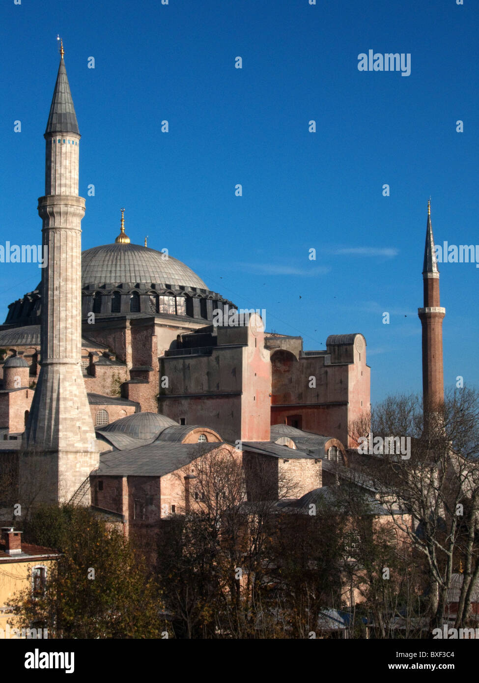 Vista in elevazione di Aya Sofia (Hagia Sophia) Sito Patrimonio Mondiale dell'UNESCO, in Sultanahmet, Istanbul, Turchia, Europa Foto Stock