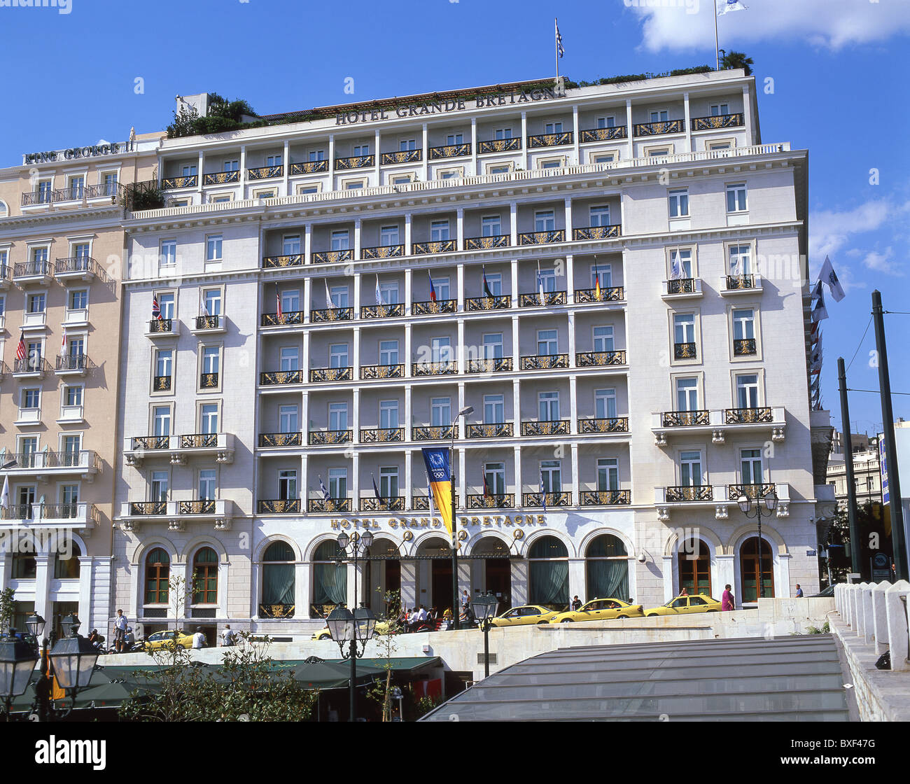 Hotel Grande Bretagne, Piazza Syntagma, Atene, il centro di Atene, Attica, Grecia Foto Stock