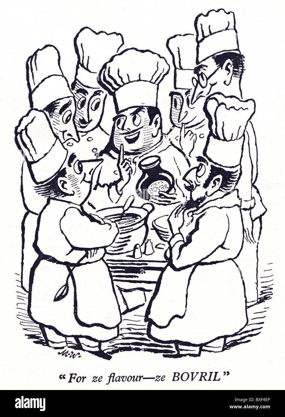 1946 pubblicità per Bovril con chef francese Foto Stock
