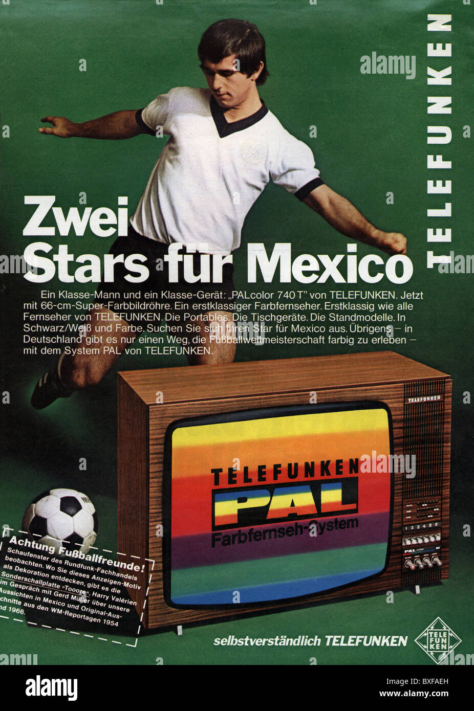 Pubblicità, televisione, pubblicità per TV a colori Telefunken PALcolor 740 T, dalla rivista 'Hoer zu', n° 17, 1.5.1970, Germania, diritti aggiuntivi-clearences-non disponibile Foto Stock