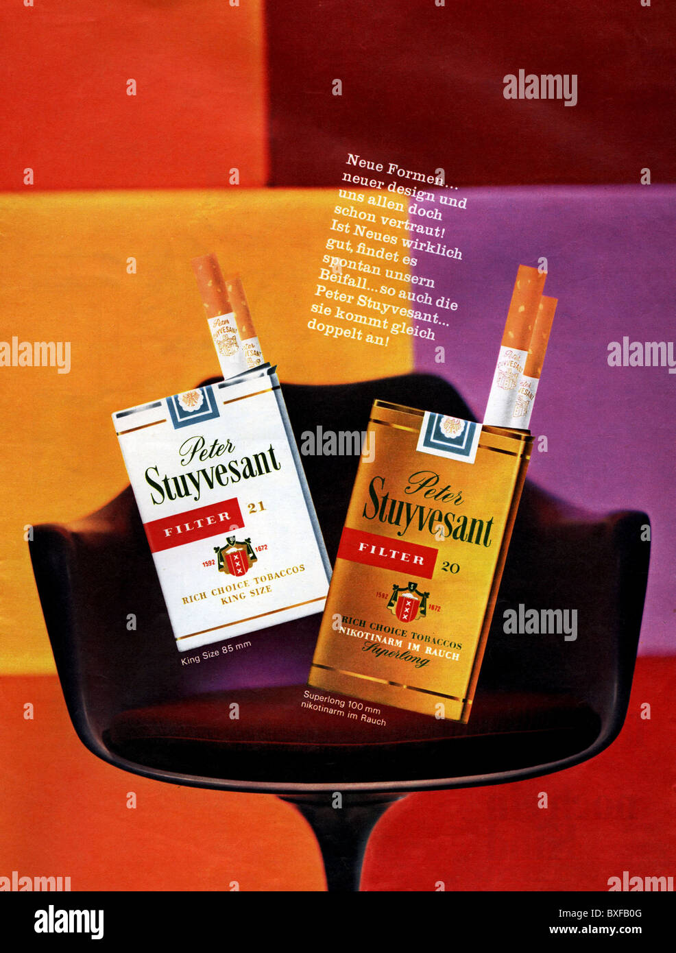 Pubblicità, tabacco, sigarette, pubblicità per le sigarette filtro Peter Stuyvesant, dalla rivista 'Neue Revue', n° 17, 27.4.1969, Germania, diritti aggiuntivi-clearences-non disponibile Foto Stock