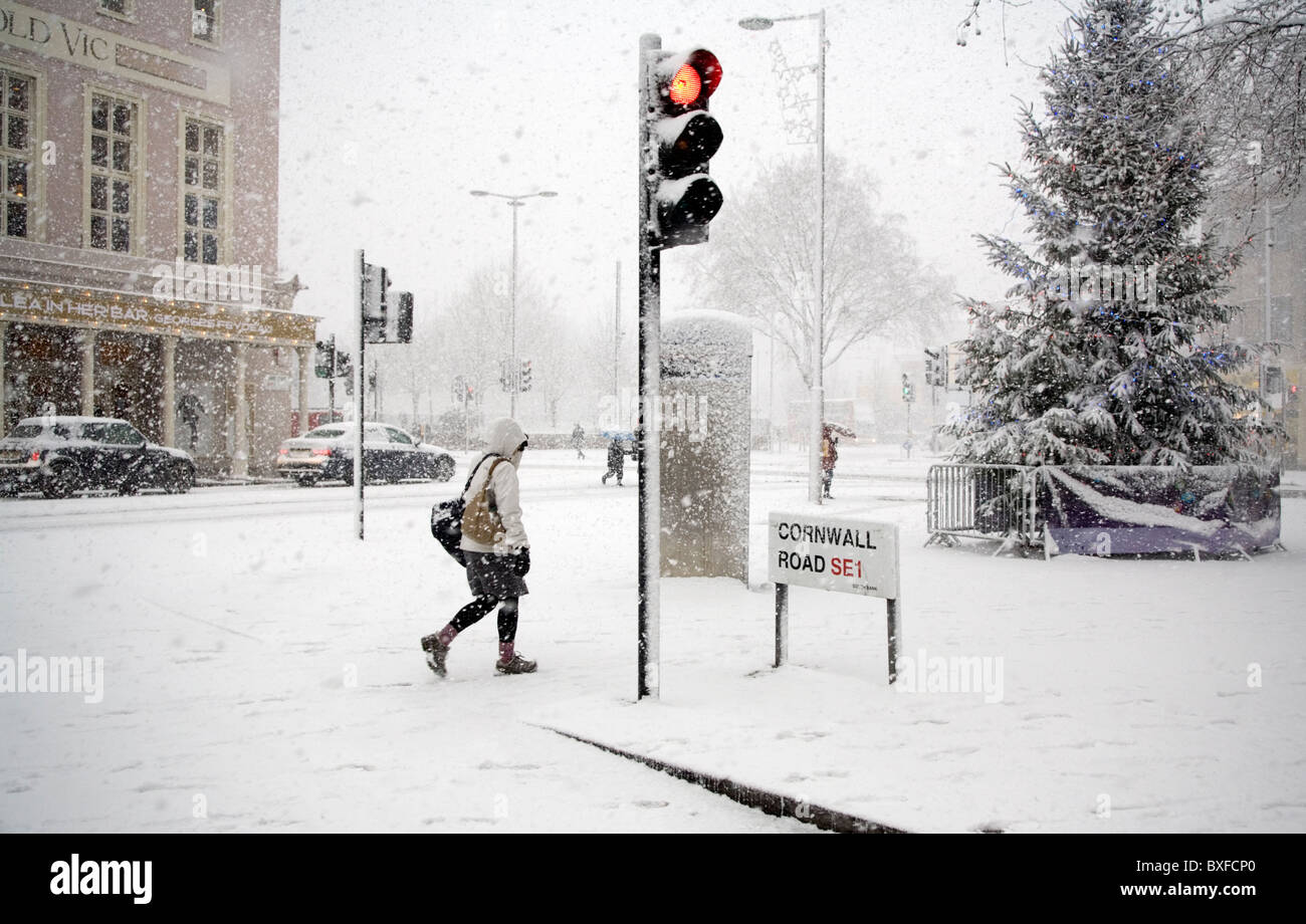 Angolo di Waterloo in inverno nevoso giorno, Londra, Inghilterra, Regno Unito. Foto Stock