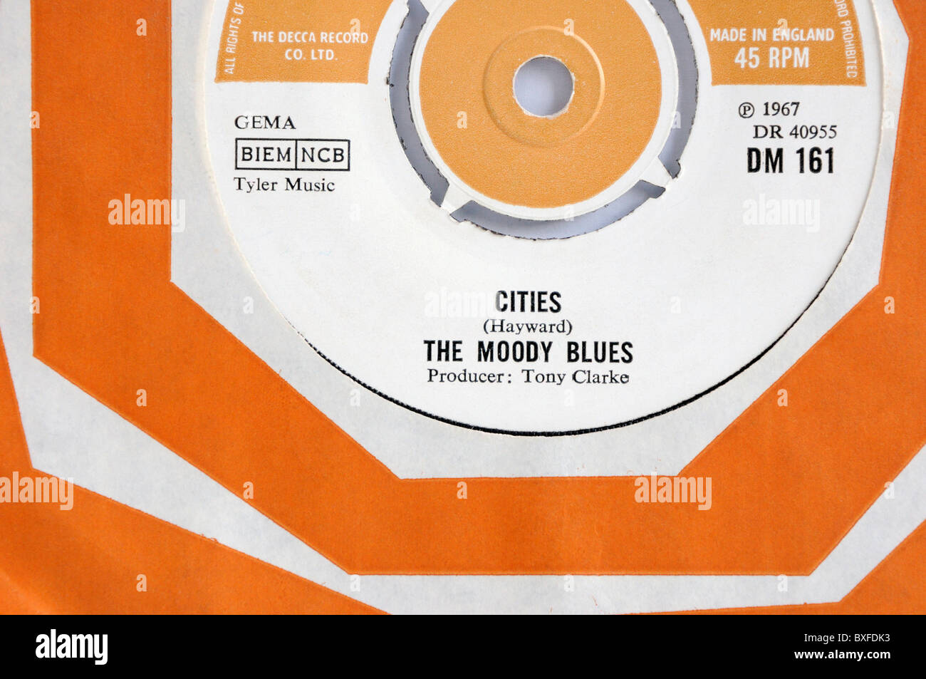 La Moody Blues 1967 singolo 'Città' Foto Stock