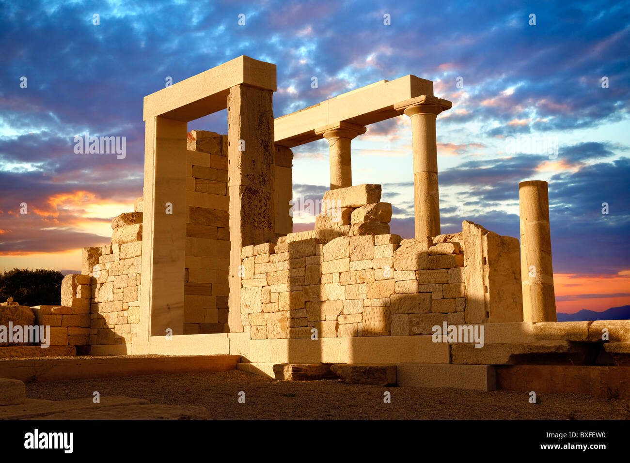 Antico tempio di Demeters, Naxos, greco isole Cicladi Foto Stock