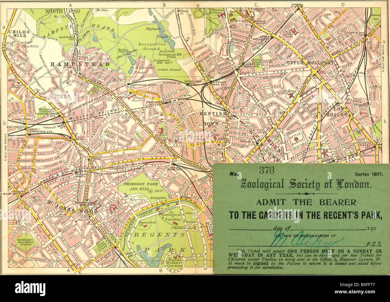 London street piano e biglietto per lo Zoo di Londra Foto Stock