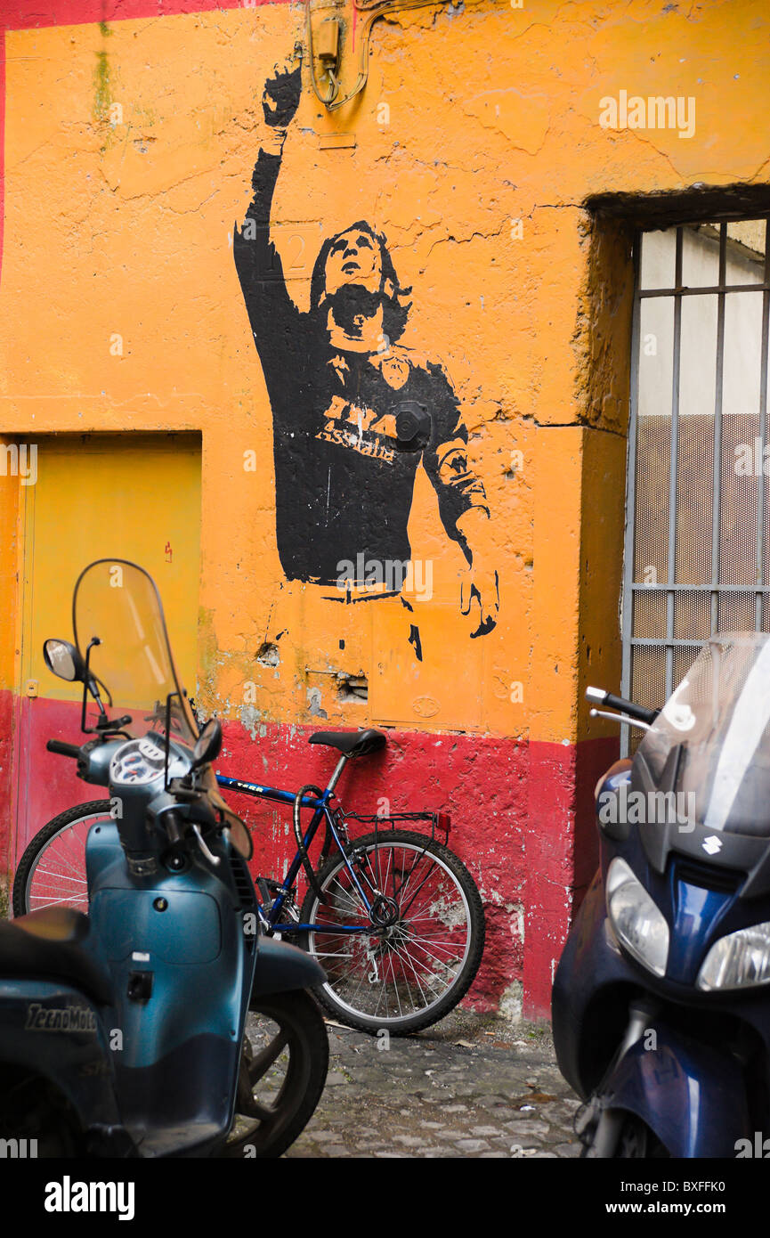 Roma della squadra di calcio giocatore Francesco Totti graffiti in Roma, Italia Foto Stock