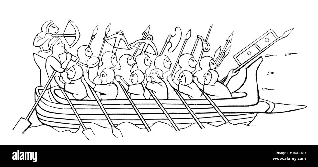 Inglese Cucina guerra circa 1216-80; xiii secolo; Bianco e Nero illustrazione dopo Matteo Parigi; Foto Stock