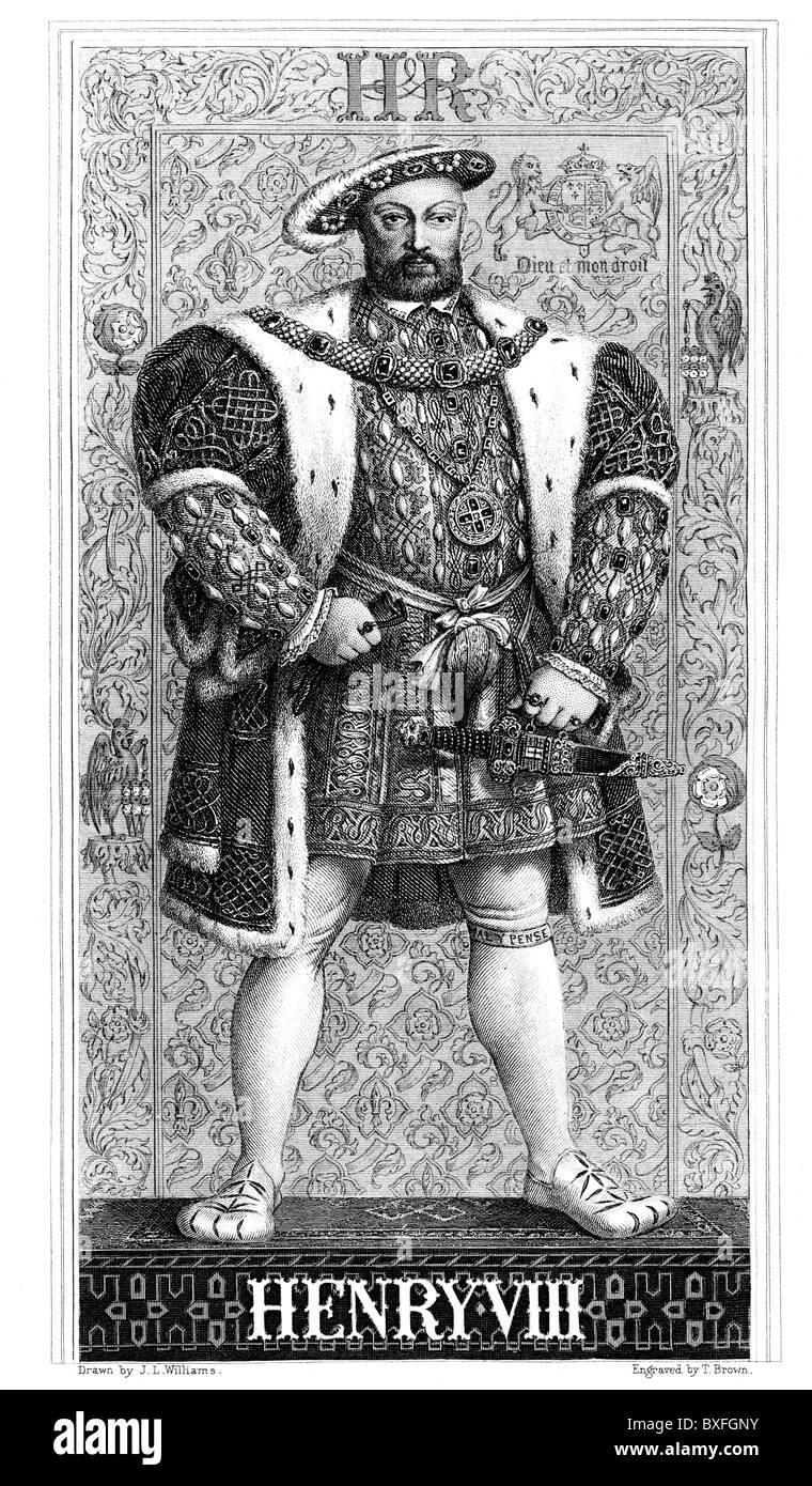 Il re Enrico VIII; Bianco e Nero illustrazione; Foto Stock