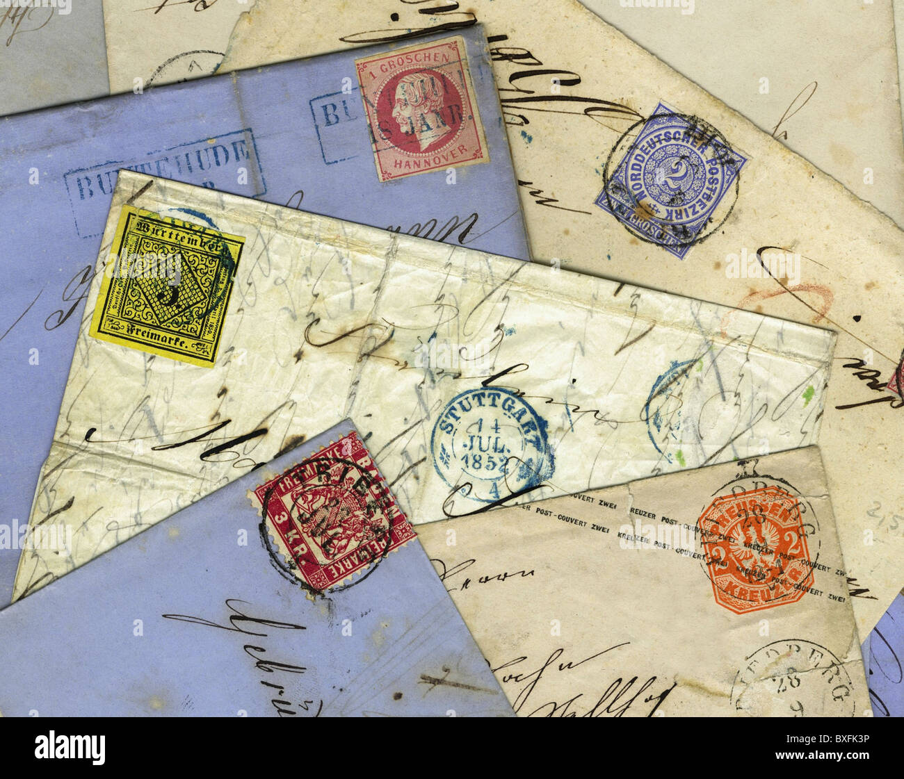 Posta / posta, francobolli, Germania, circa 1852 - 1865, diritti-aggiuntivi-clearences-non disponibile Foto Stock