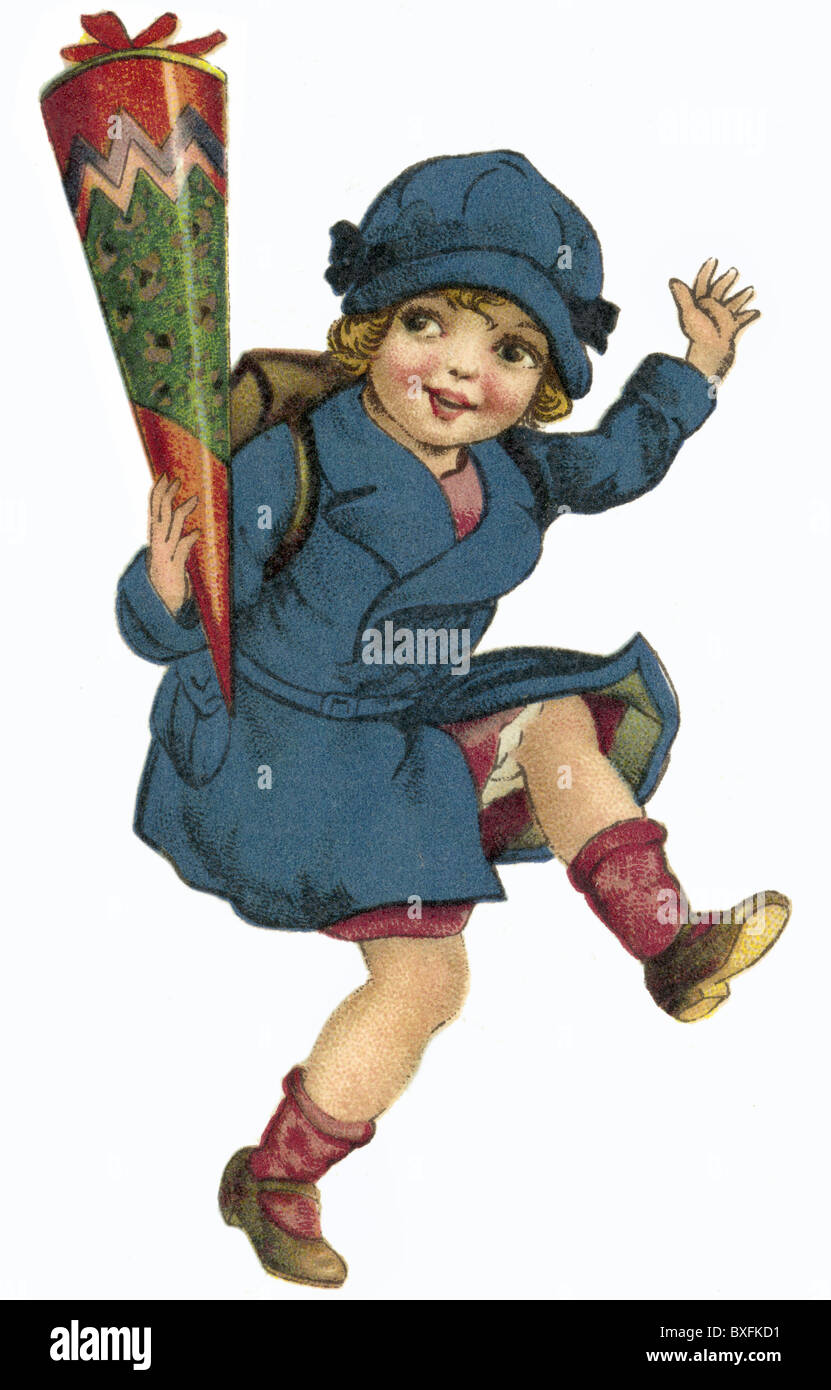 Istruzione, scuola, iscrizione, ragazza con il cono scolastico, Germania, circa 1927, diritti aggiuntivi-clearences-non disponibile Foto Stock