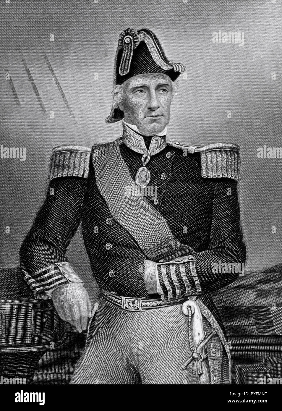 Ritratto dell'ammiraglio Sir Edmund Lyons (1780-1858) Comandante Navale britannico & Diplomat. Royal Navy. Comandante della flotta del Mar Nero. Illustrazione o incisione vintage Foto Stock