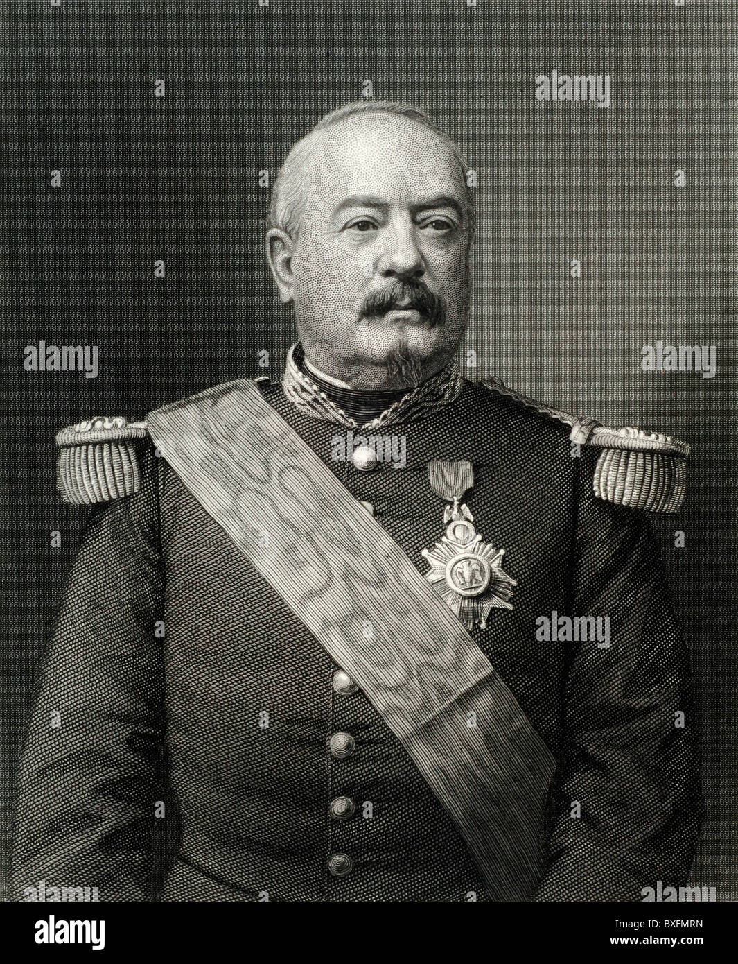 Ritratto di François Achille Bazaine (1811-1888) ufficiale militare francese, generale francese e maresciallo di Francia (c19 incisione) Ritratto. Illustrazione o incisione vintage Foto Stock