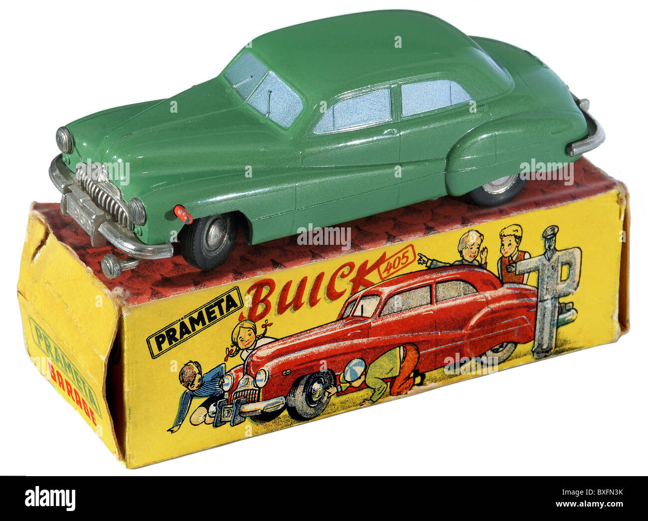 Giocattoli, automobili giocattolo, auto da dinky Buick 405, made in the British zone, Colonia, Germania, 1949, 1940, 40, 20 ° secolo, storico, storico, scatola di cartone, scatole di cartone, motore a orologeria per vento, zinco, US, US-Car, auto, auto, automobili, veicoli, veicoli, auto, auto, dinky car, dinky car, periodo post guerra, ritaglio, taglio, Forature, autorizzazioni-aggiuntive-non-disponibili Foto Stock