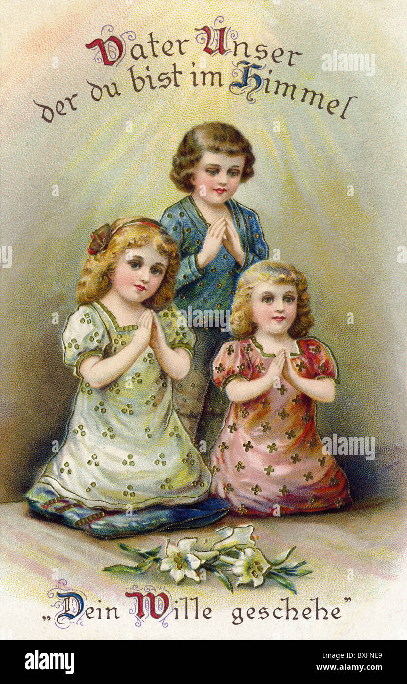 Religione, Cristianesimo, Padre nostro, preghiera del Signore, litografia, cartolina fotografica, Austria, 1912, diritti aggiuntivi-clearences-non disponibile Foto Stock