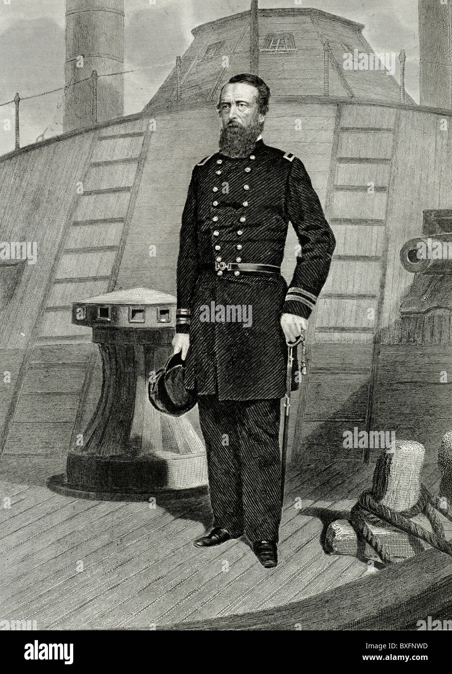 Ritratto di David Dixon Porter (1813-1891) ammiraglio, marina, ufficiale navale ed eroe navale degli Stati Uniti durante la guerra civile americana. Illustrazione o incisione vintage Foto Stock