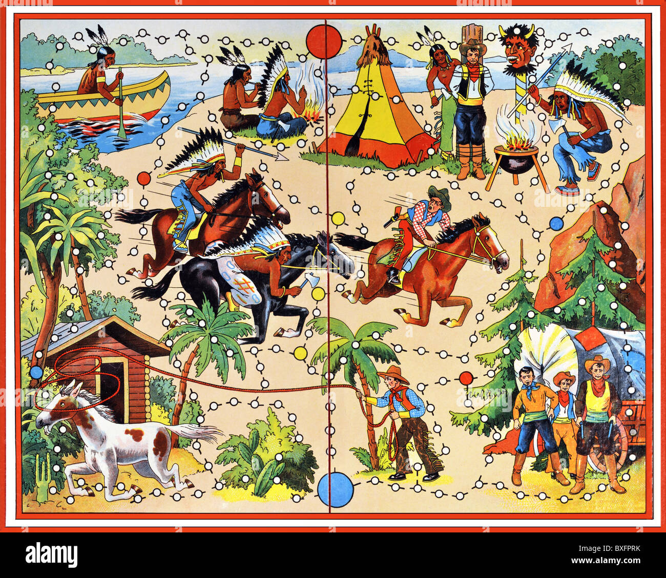 Giochi, gioco da tavolo, Cowboy e Red Indian, Germania, 1960, diritti aggiuntivi-clearences-non disponibili Foto Stock