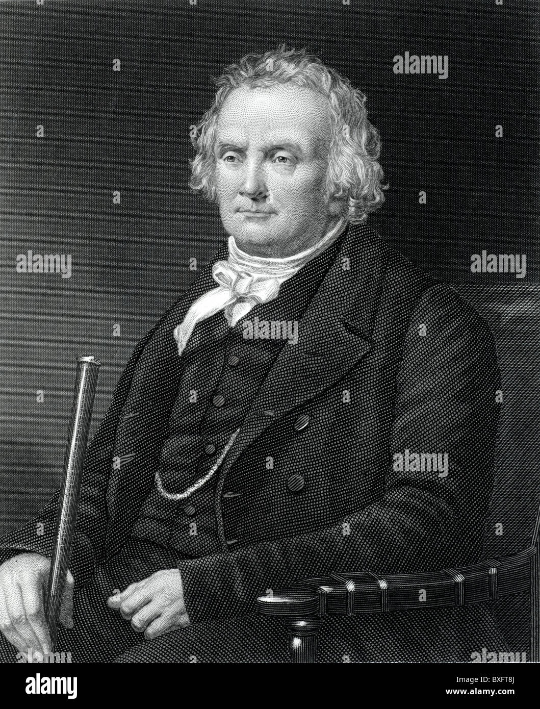 Ritratto del reverendo Thomas Chalmers (1780-1847) matematico scozzese, economista e leader della Chiesa libera di Scozia (c19 incisione) Illustrazione o incisione d'epoca Foto Stock
