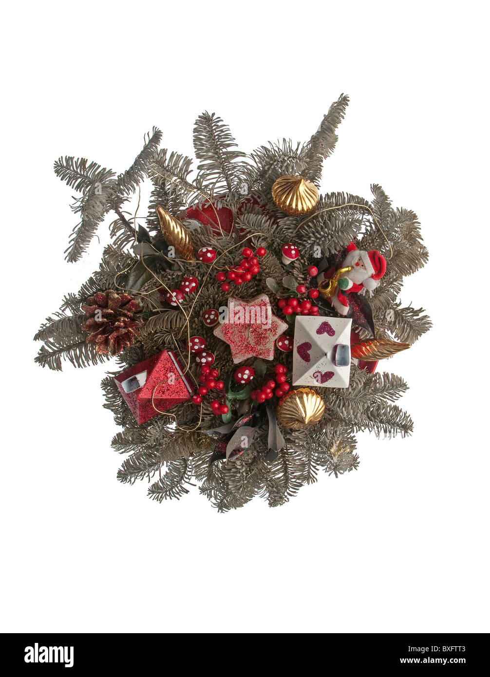 Disposizione di Natale isolato su sfondo bianco. Foto Stock
