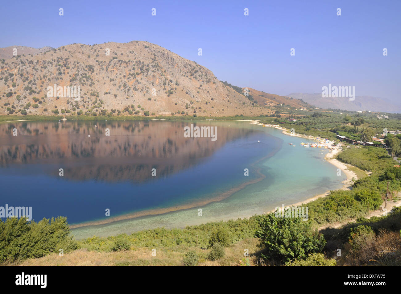 Lago di creta Kournas iconico view Foto Stock