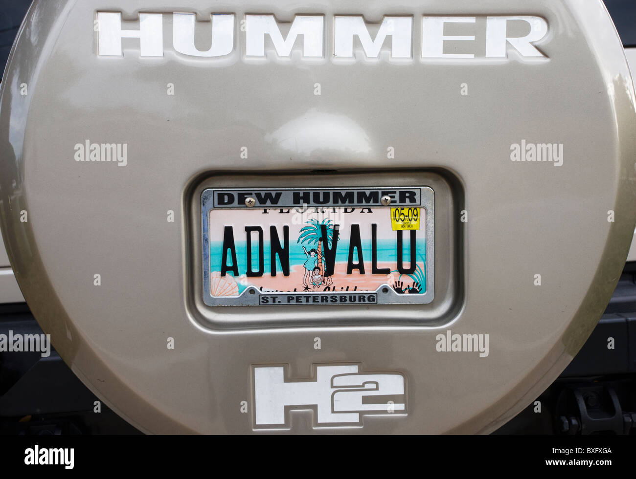 Veicolo targa sul Hummer sport utility vehicle in Anna Maria Island, Stati Uniti d'America Foto Stock
