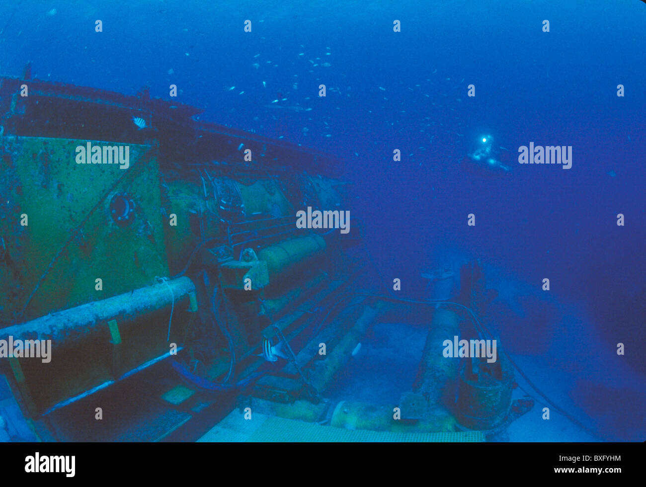 Aquarius Habitat con profonda sommersi lavoratore - Florida Keys. Foto Stock