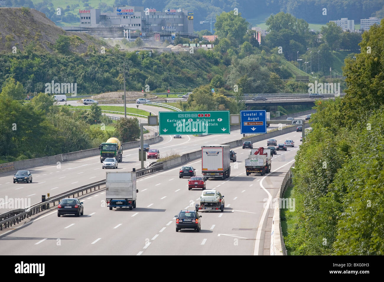 Autobahn in Svizzera nei pressi di Basilea Foto Stock