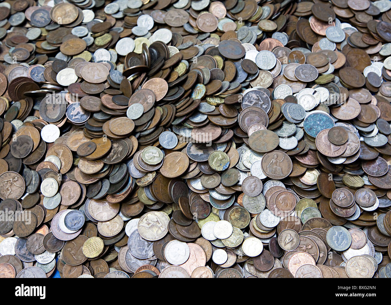 Pre decimale monete Britanniche Foto Stock