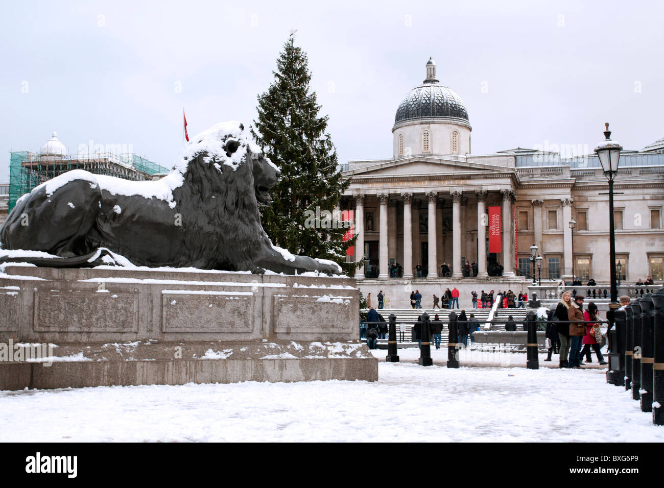 Nevicate invernali - Trafalgar Square - Londra Foto Stock