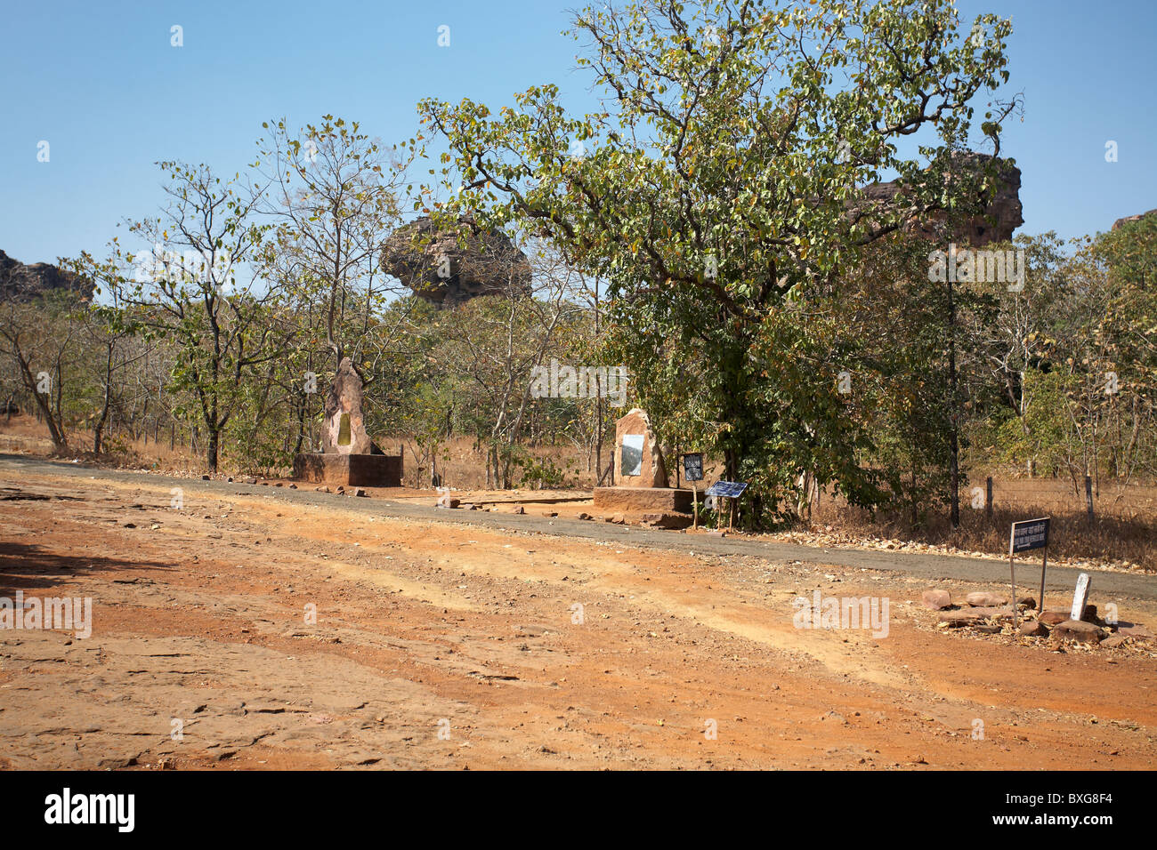 Bhimbetka preistorico ripari e dipinti, UNESCO, Madhya Pradesh, India Foto Stock