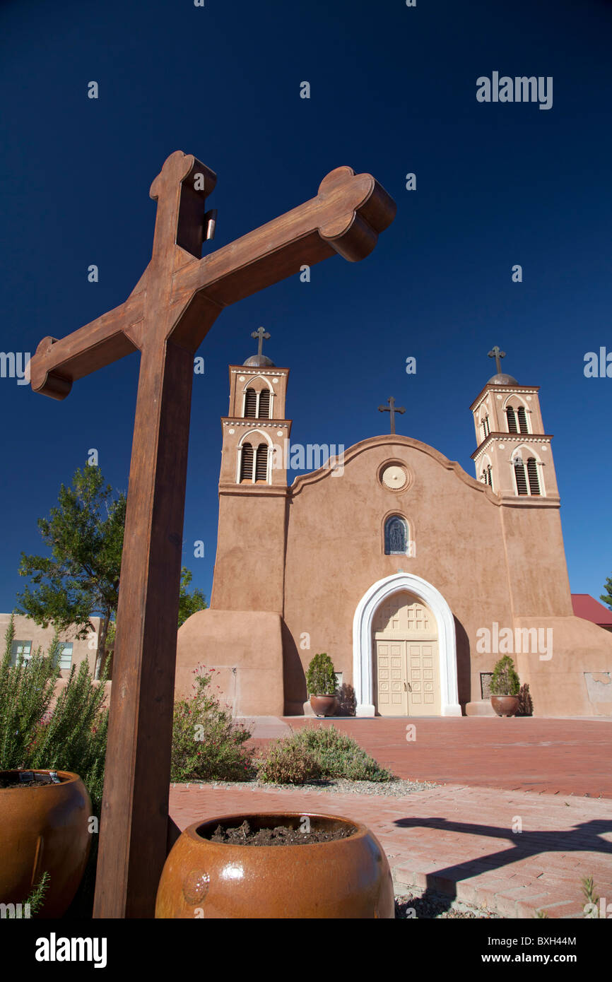 Socorro, New Mexico - La Storica San Miguel Mission. La chiesa fu costruita nel 1891 sul sito dell'originale 1627 missione. Foto Stock