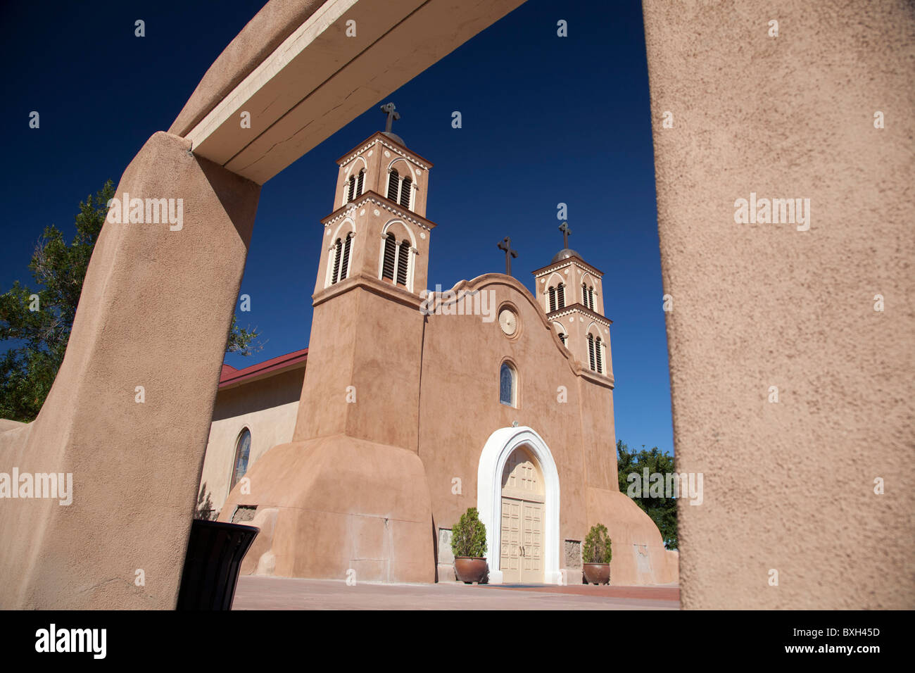 Socorro, New Mexico - La Storica San Miguel Mission. La chiesa fu costruita nel 1891 sul sito dell'originale 1627 missione. Foto Stock