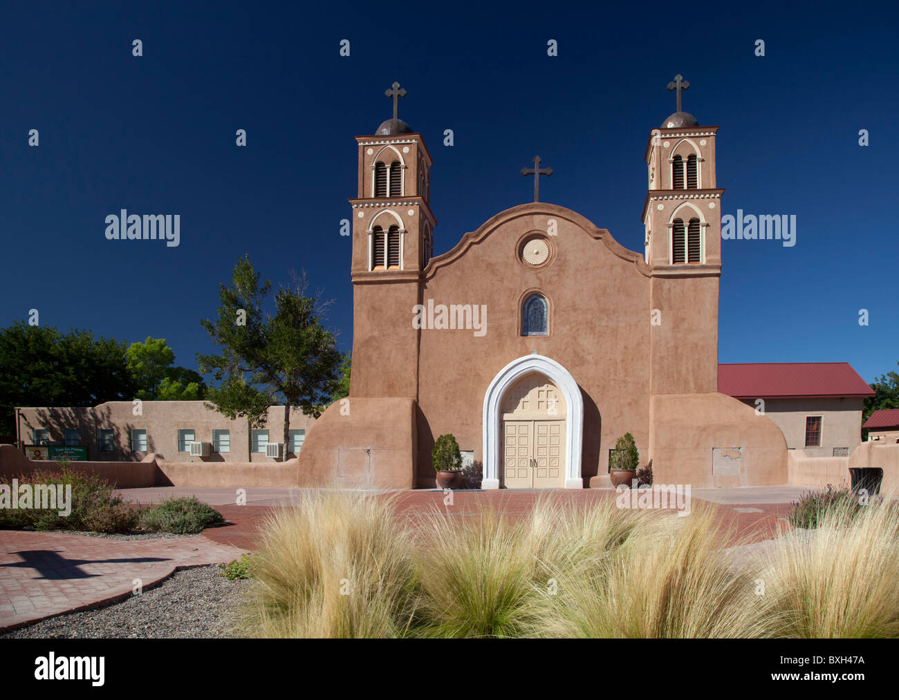 Socorro, New Mexico - La Storica San Miguel Mission. La chiesa fu costruita nel 1891 sul sito dell'originale 1627 missione. Foto Stock