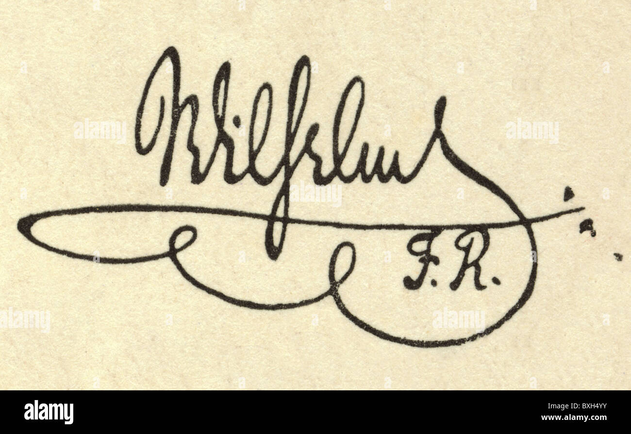 Wilhelm II, 27.1.1859 - 4.6.1941, imperatore tedesco 15.6.1888 - 9.11.1918, firma, Germania, 1915, Foto Stock