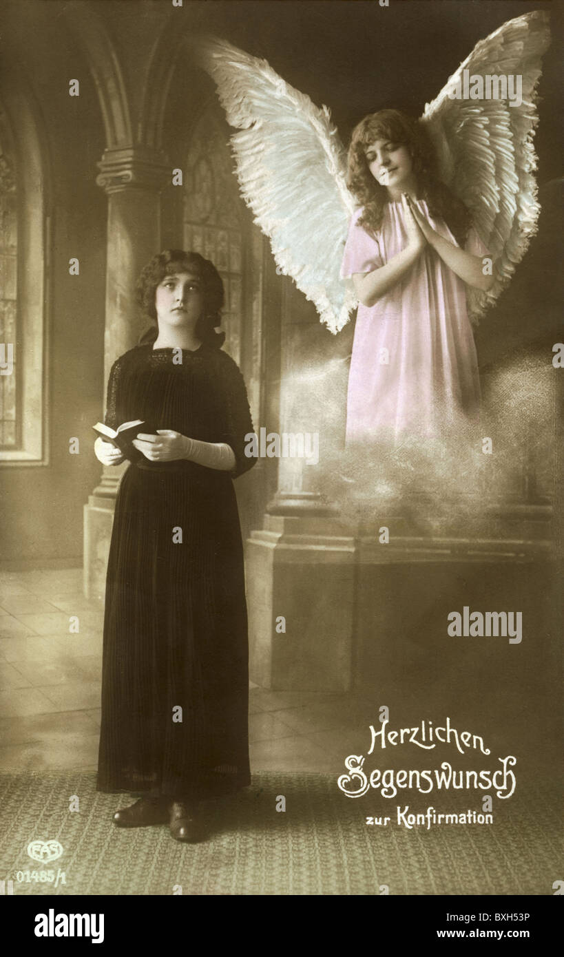 Religione, cristianesimo, conferma, congratulazioni, cartolina fotografica, Germania, 1918, diritti aggiuntivi-clearences-non disponibile Foto Stock