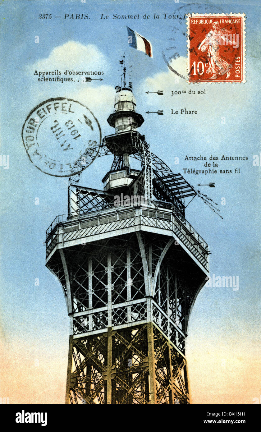 turismo, souvenir, souvenir, Torre Eiffel, cartolina fotografica, Parigi, Francia, aprile 1913, diritti aggiuntivi-clearences-non disponibile Foto Stock