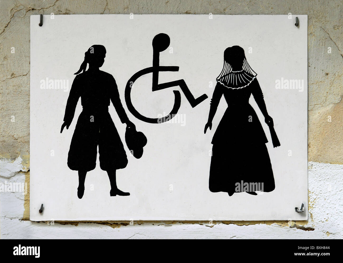 Cartelli, segno di gabinetto, maiorcani in garb tradizionale, Maiorca, Spagna, diritti aggiuntivi-clearences-non disponibile Foto Stock