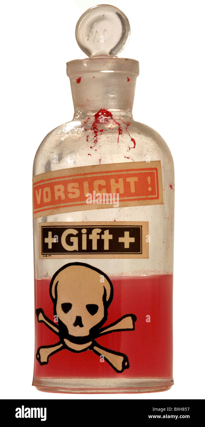 Morte, veleno, bottiglia di veleno, 'Vorsicht dono' (pericolo! Veleno!), Germania, circa 1929, diritti aggiuntivi-clearences-non disponibile Foto Stock