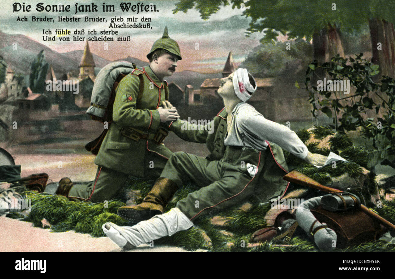 Prima guerra mondiale /WWI/, guerre mondiali, 1°, soldato ferito che muore, Germania, 1915, diritti aggiuntivi-clearences-non disponibile Foto Stock