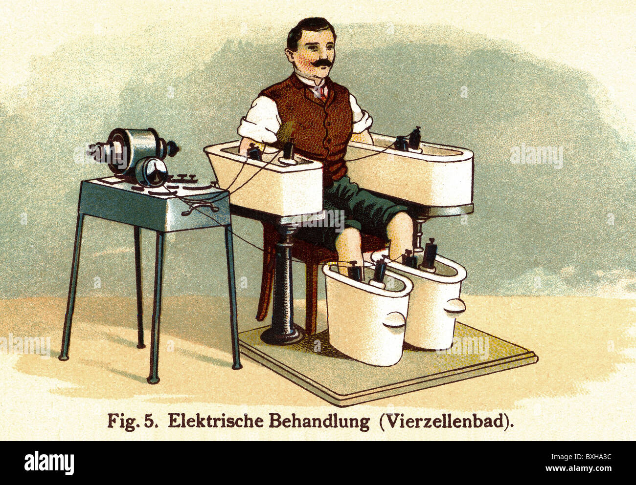 Medicina, trattamento, bagni terapeutici, paziente con elettroterapia, litografia, Germania, circa 1902, diritti aggiuntivi-clearences-non disponibile Foto Stock