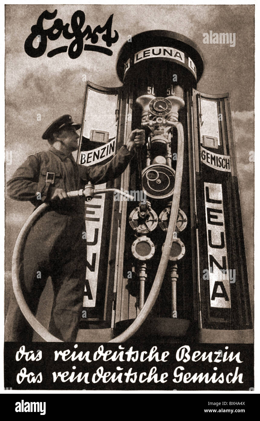 Trasporto / trasporto, auto, stazione di servizio, addetto stazione di rifornimento con pompa benzina, Leuna, Germania, 1936, diritti aggiuntivi-clearences-non disponibile Foto Stock