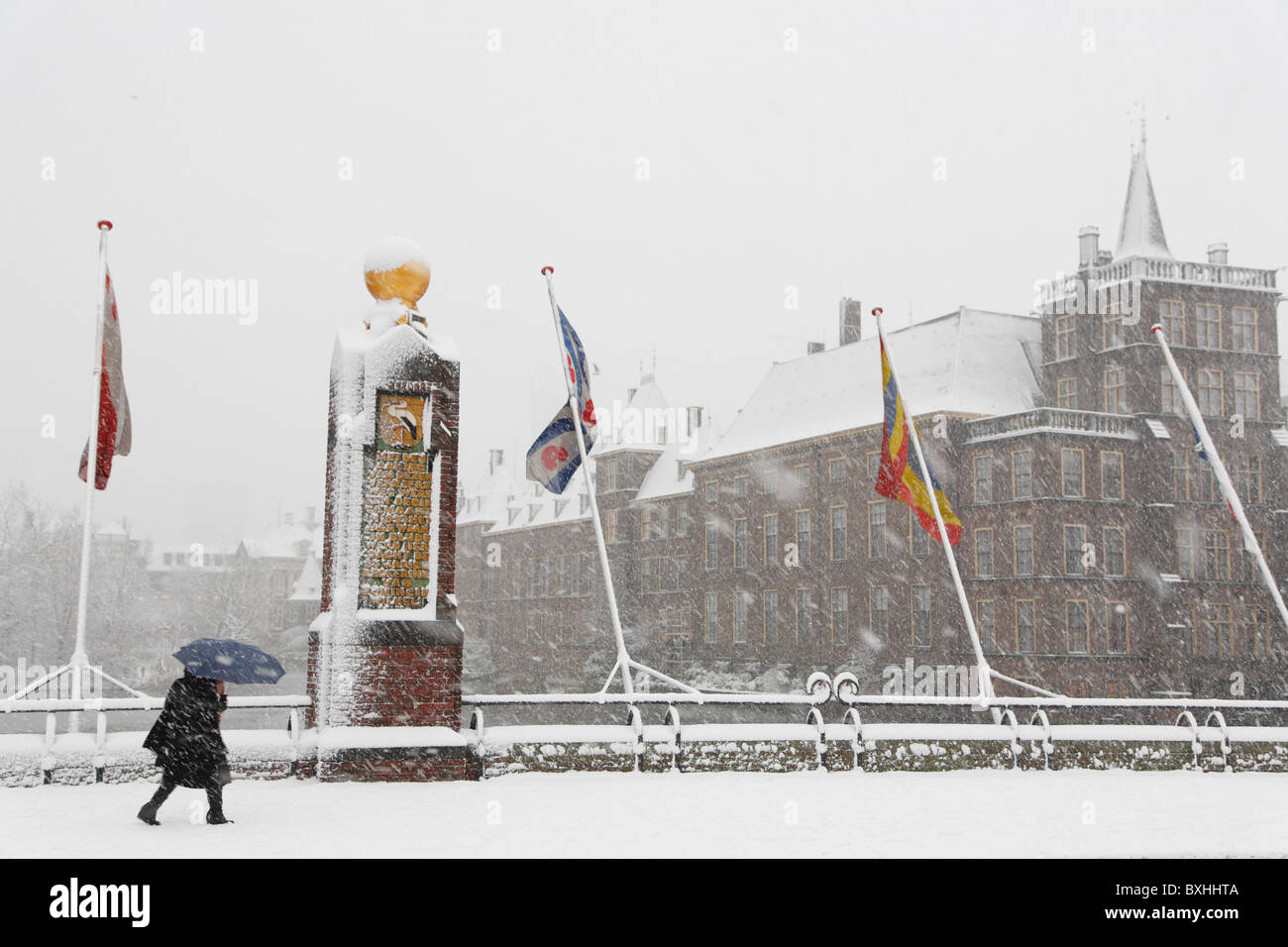 Parlamento olandese, Binnenhof, neve invernale, l'Aia, Paesi Bassi, Olanda, Europa Foto Stock