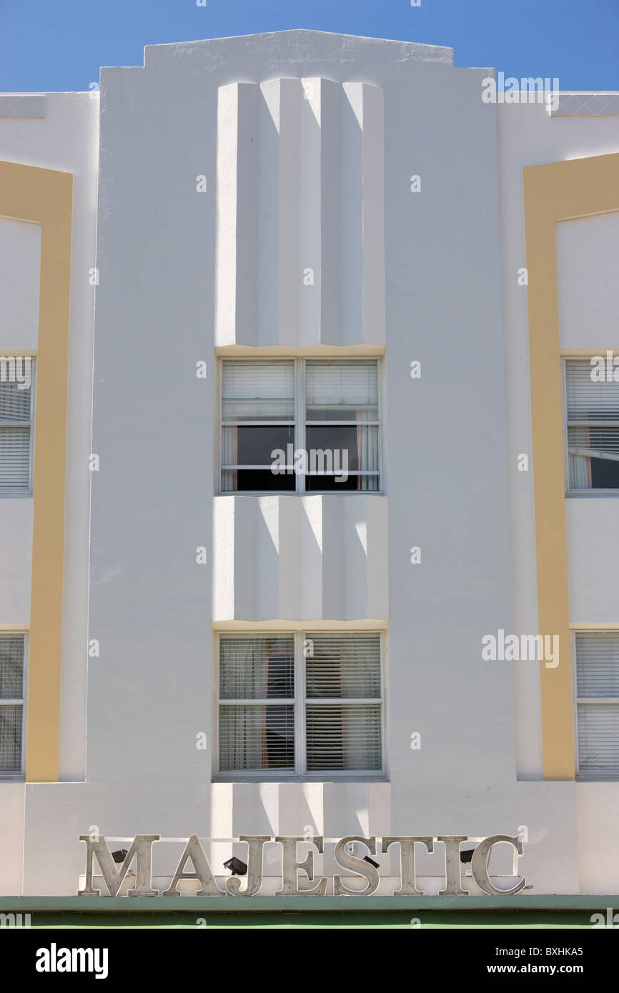 Majestic Hotel South Beach su Ocean Drive quartiere art deco di South Beach, Miami, Florida, Stati Uniti d'America Foto Stock