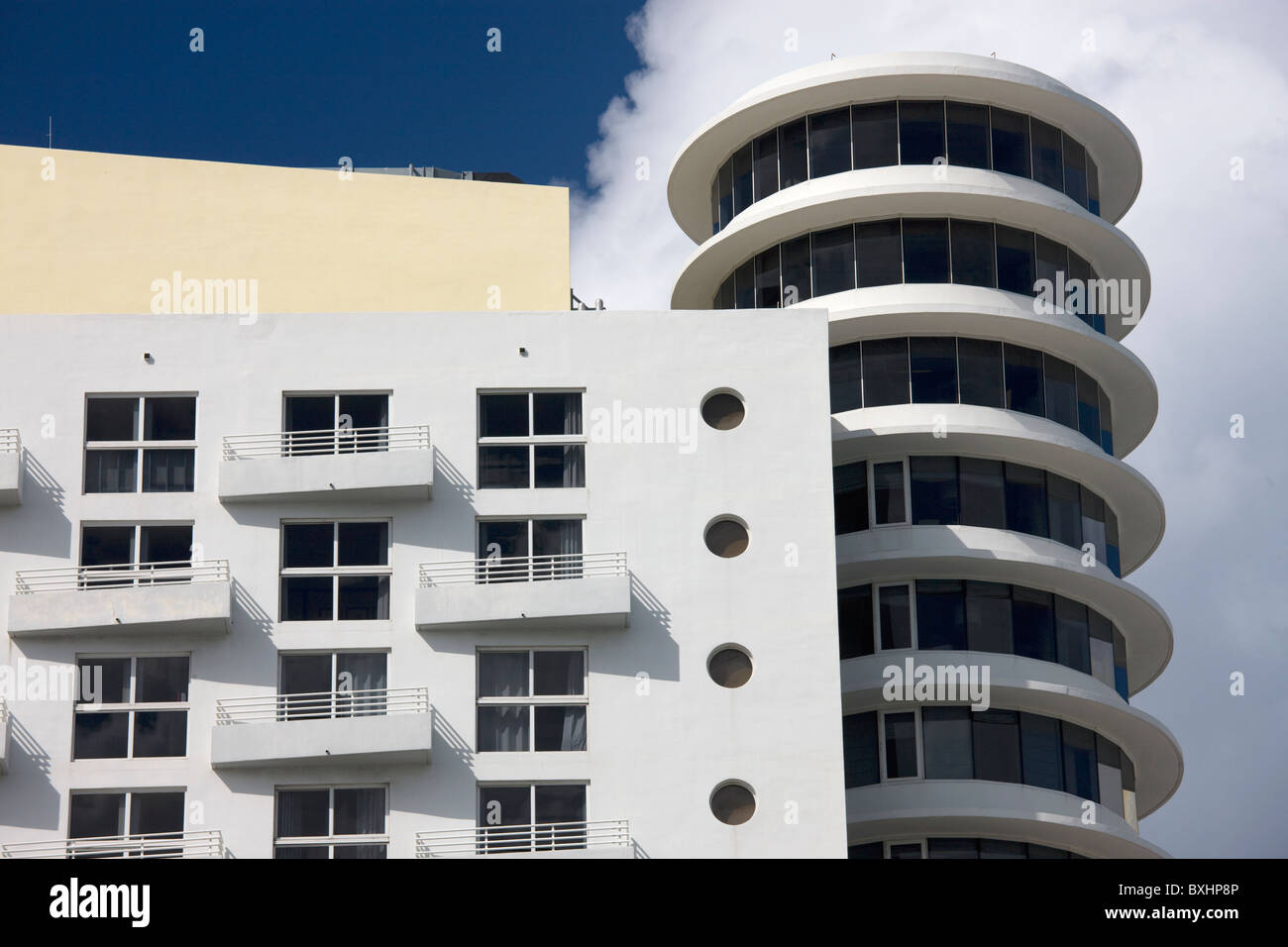 Architettura Art deco al Royal Palm Hotel, South Beach, Miami, Florida, Stati Uniti d'America Foto Stock