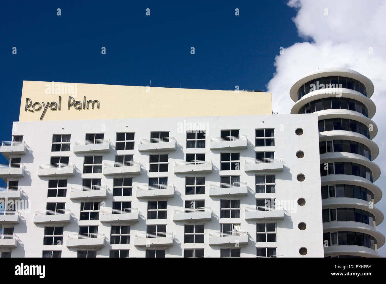 Architettura Art deco al Royal Palm Hotel a South Beach, Miami, Florida, Stati Uniti d'America Foto Stock