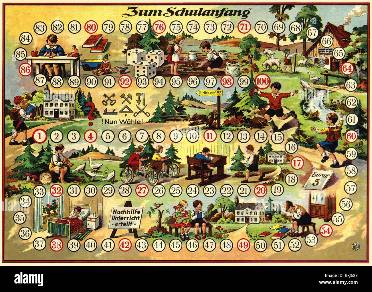 Giochi, gioco di salotto, 'Zum Schulanfang' (per il primo giorno a scuola), Germania, circa 1929, diritti aggiuntivi-clearences-non disponibile Foto Stock